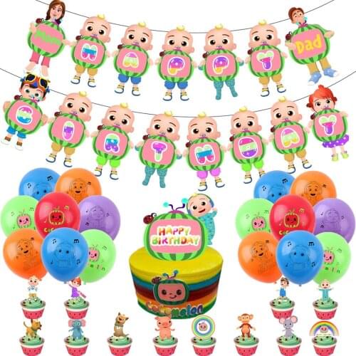 Cartoon Flage Banner Balloons For Christening & Baptism Decoration Cake Topper For DIY Party Item Supplies
