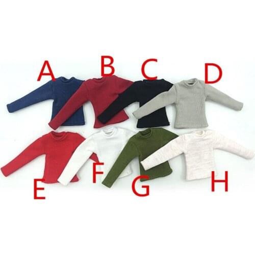 1/12 Scale Male T-shirt Street Casual Long Sleeve T-shirt for 6" Action Figures Body Toys Model