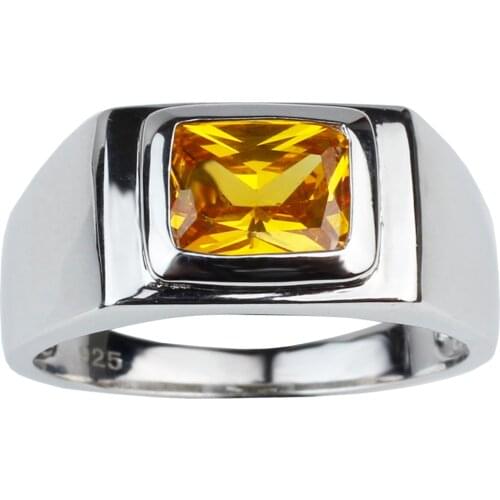 Real 925 Sterling Silver Men Ring Fashion Jewelry with 7x9mm Rectangular CZ R509