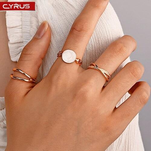 Punk Gold Color Open Ring Set for Women Simple Geometric Multi-layer Hollow Rings Fashion Retro Jewelry Halloween Gift Wholesale