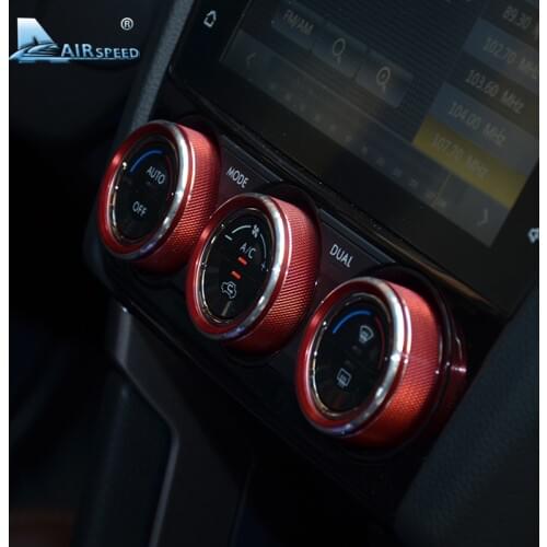 Airspeed 3pcs Metal Car Air Condition Knob Rings AC Switch Trim Covers Refit for Subaru Forester XV 2013 2014 2015 Car-styling