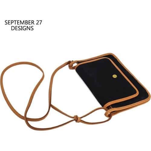 New Fashion Female Crossbody Envelope Bag Vintage Canvas Handmade Genuine Leather Women Casual Phone Bag Messenger Bags Ladies