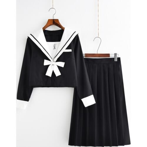 Autumn Japanese Uniforms Navy Sailor Suit For Women Kansai Students Long Sleeve Costume School Uniform For Girls