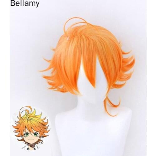 Anime The Promised Neverland Emma Cosplay hairwear Short Orange hair Cosplay Wig +Wig Cap