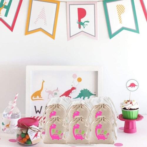 Jurassic World Roar Dinosaur themed baby shower Girl 1st 2nd 3rd 4th 5th 6th Birthday Party Supplies Candy Goodie Treat Gift Bag