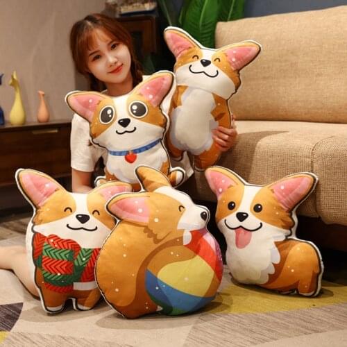Kirky Pillow The Queens Corgi Cartoon Toys Sofa Cushion Plush Stuffered Dog Sleeping Pillow Boys Girls Kawaii Gifts