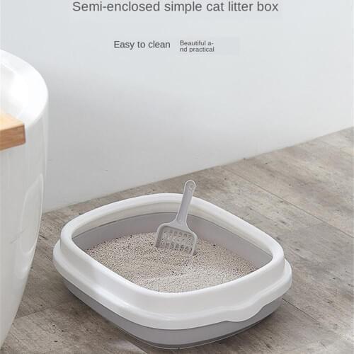 Semi-Enclosed Anti Splash Cat Toilet Detachable Cats Litter Box Cat Toilet Dog Tray Clean Scoop Home Plastic Sand Box Supplies