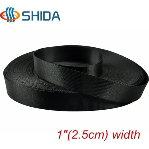 2.5cm width 20Yards Black Heavy and Strong Imitation Nylon Webbing Ribbon Bias Tape For Bags,Backpack and Handmade Sewing Belts
