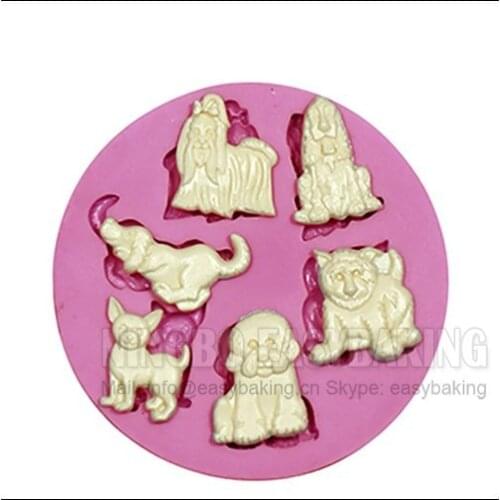 Silicone Cake Decorating Mold Multi Dog Breed Animal Silicone Mould For Fondant Chocolate Resin Clay Cake Tools