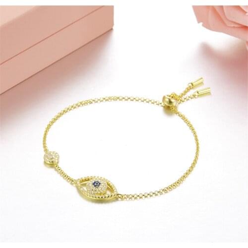 SOELLE Brand 925 Sterling Silver 3 Gold Colors Evil Eye Bracelet Micro Pave Cubic Zircon CZ Women Party Luxury Jewelry