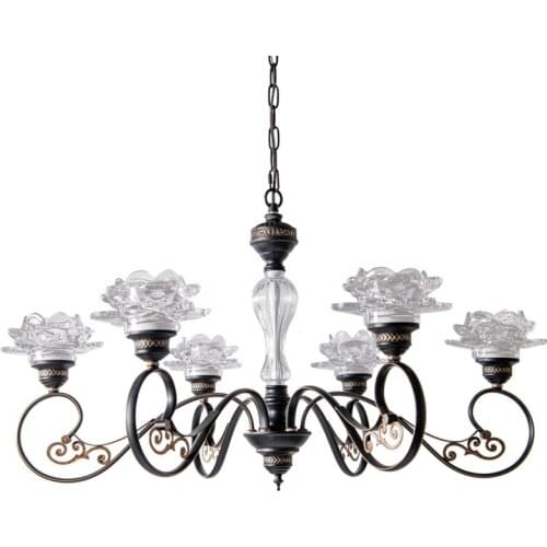 Post-modern wrought iron chandelier, living room, dining room, bedroom, bed and breakfast light luxury glass crystal chandelier