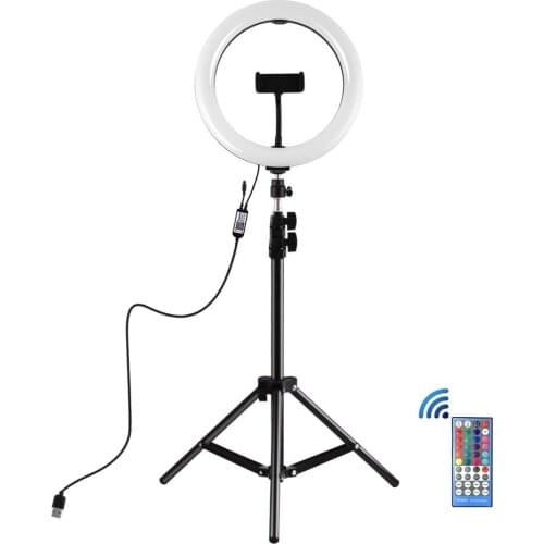 PULUZ PKT3051B 10.2 inch RGBW Dimmable LED Ring Light Kits Vlogging Photography Video Light for YouTube,Facebook Live,Twitch