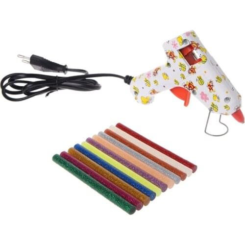 D08D 11pcs Hot Melt Glue Stick Mix Color Glitter Viscosity DIY Craft Toy Repair Tools