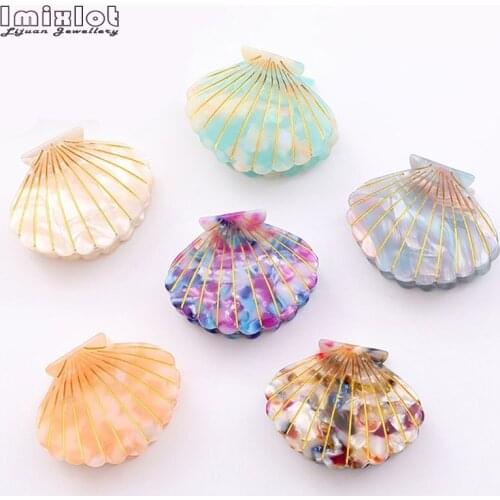Creative Women Girls Shell Hair Claws Clip Floral Print Acetate Resin Hair Clips Hair Barrette Crab Clamp Ponytail Hairpins