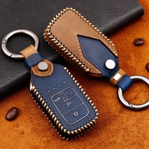 Top Layer Leather Car Smart Key Cover Protective Case For Honda Hrv Civic 2017 Accord 2003-2007 Crv Freed Pilot car Accessories