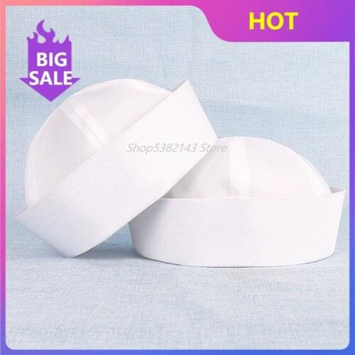 Funny Cosplay Hat for Child Adult Sailors Ship Boat Captain Pure White Military Hat Navy Marine Cap with Anchor Party Prom Props