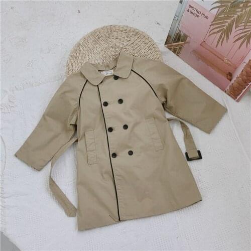 2 3 4 5 6 7 Years Girls Jackets Fashion Double Breasted Coat Toddler Baby Korean Jacket Windbreaker Girls Long Tranch Coat 2019