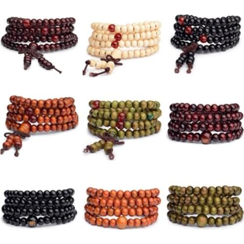 1 Natural Sandalwood Buddhist Buddha Meditation Wooden Prayer 6mmBeads Marathi Bracelet Bracelet Female Mens Jewelry Lucky Gift