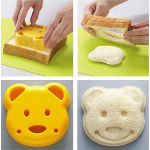 Cute 1pcs DIY Sandwich Mold Cutter Little Bear Shape Sandwich Mould Toast Bread Cake Mold Maker Creative Kitchen Accessories