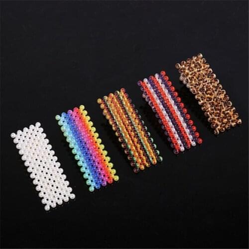 1Pc Rainbow Pearl Hair Pin Hairgrips Colorful Women Beads Hair Clip Snap Barrette Sticks Hairpins Accessories for girl