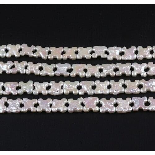 100% Natural White Special H Shape Freshwater Pearl Strand 13*14mm AAA Grade Irregular Beads