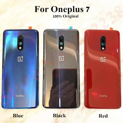 100% Original Glass battery cover For Oneplus 7 1+7 Housing door Back Cover Rear case With camera lens Frame