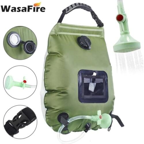 20L Outdoor Shower Bag Solar Energy Heated Water Bag Camping Hiking Bathing Portable Water Storage Bags with Hose Shower Head