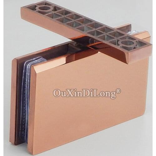 304 Stainless Steel Rose Gold Frameless Shower Glass Door Hinges 360 Degree Rotary Glass Clamps Holder Brackets Install Up&Down