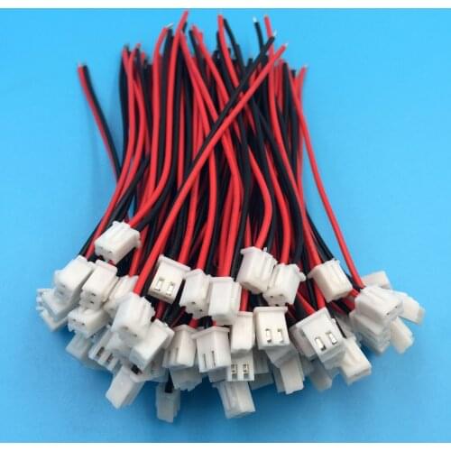 50PCS XH 2.54 JST Connector Plug Wire Cable 10cm Long 26AWG 2P Single End