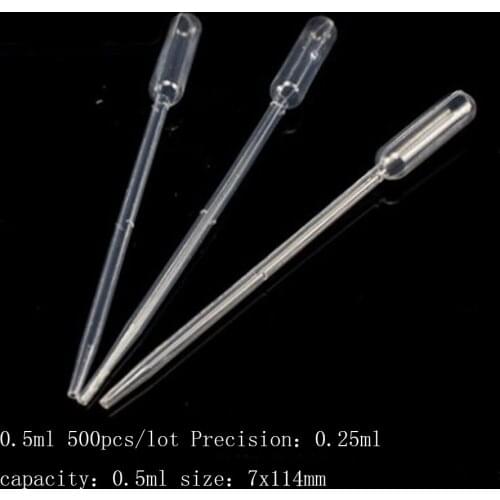 500PCS Practical 0.5ml Transparent Pipettes Disposable safe Plastic Eye Dropper Transfer Graduated Pipettes Educational Supplies