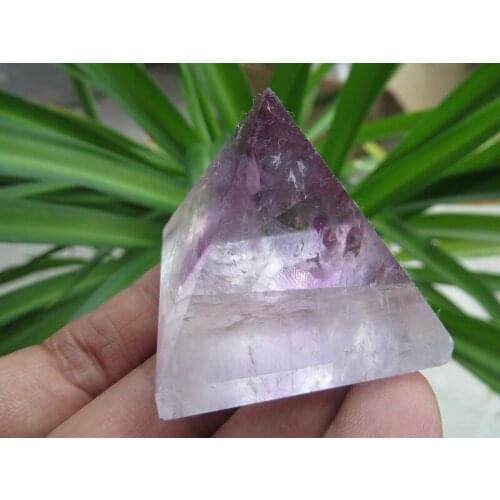 A*61g Natural Amethyst Quartz Crystal Statue Pyramid Carving