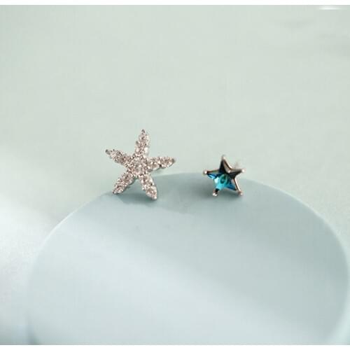New Arrivals Asymmetrical Star Stud Earrings 925 Silver Stud Earrings Jewelry