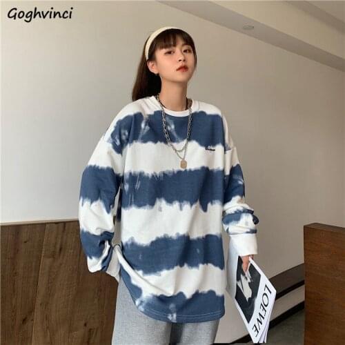 No Hat Hoodies Women Tie Dye Striped Boyfriend Sweatshirts Womens Cool Hip Hop Chic Ins Fashion Clothing Harajuku Stylish Casual