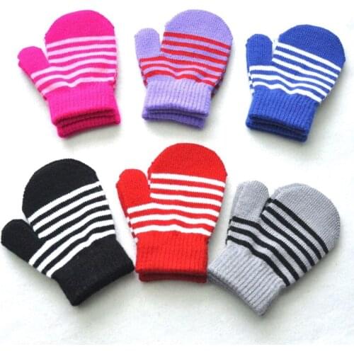 Children Winter Windproof Wearing Stretchy Knitted Full Finger Gloves Kids Gift Skin-friendly Warm Mittens