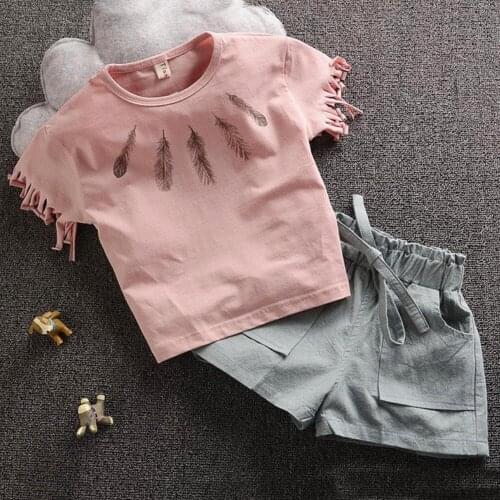 1-5 years Baby Children Clothing Set Cotton Printed T-Shirt Short + shorts Pants 2pcs suit Summer Casual Outfits Gir Clothes Set