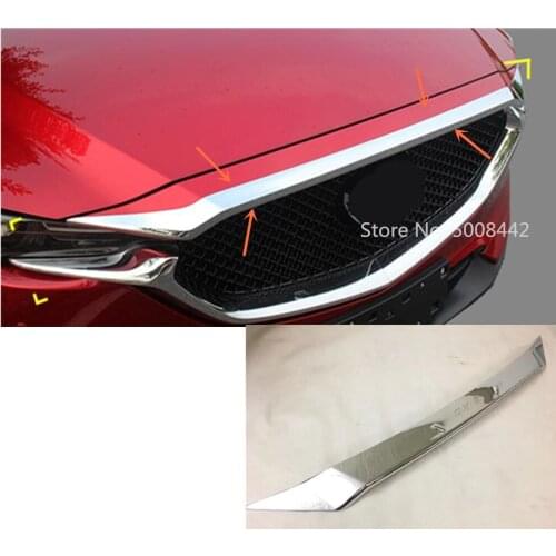 For Mazda CX-5 CX5 2017 2018 2019 2020 Car Stick Cover Bumper Engine Trim Front Grid Grill Grille Frame Edge Trim 1pcs
