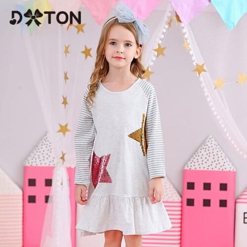 DXTON Girls Dresses With Sequin Long Sleeve Girl Winter Dress 2019 Christmas Children Clothing Stripe Casual Costume For Girls