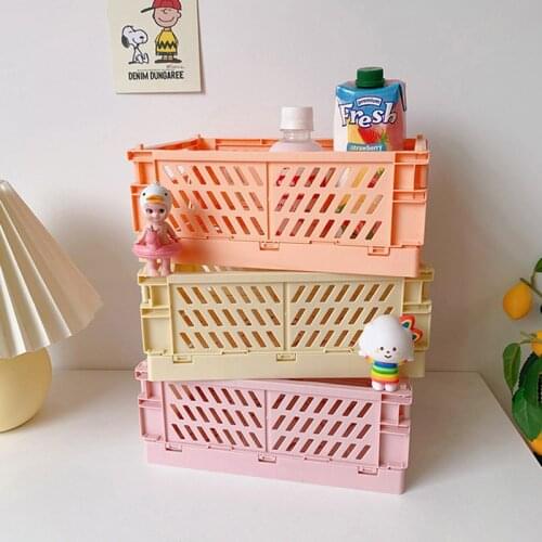 Ins Kawaii Desktop Folding Storage Basket Sundry Toys Snack Box Dormitory Artifact Storage Basket 2021 New Desktop Holder