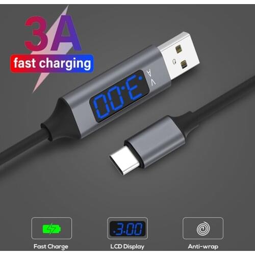 Type C Micro Usb 3.0 Fast Charger Cable USB-C Digital Voltage Current Led Display Data Cable for Samsung S20 S9 Xiaomi Mi10 Mi9