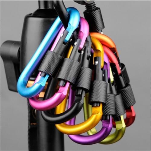 Multicolor 1Pcs Outdoor Aluminum Alloy D Shape 8CM Carabiner Screw Lock Buckle Snap Clip Backpack Hanging Keychain Hook