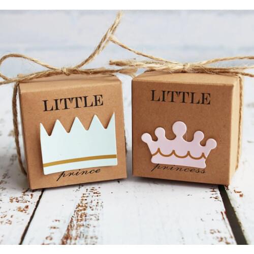 Carton Birthday Party Gift Box Packaging Baby Girl/Boy Candy Bag Kraft Gift Box Party Decoration Gifts for Guests 50pcs