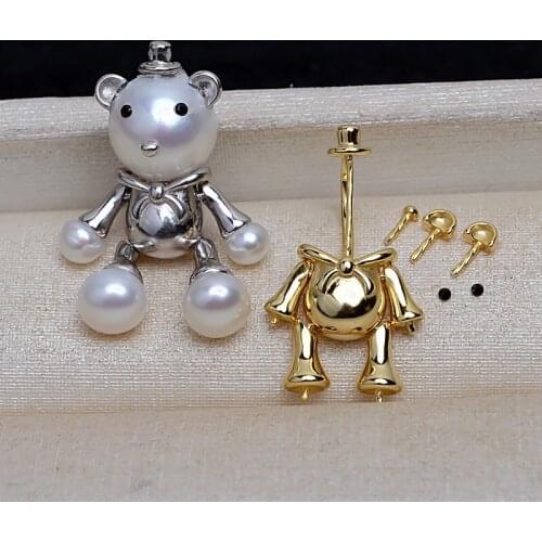 Lovely 925 Silver Pendant Setting Mounting Pendant Findings Component for Oyster Akoya Edison Pearls Corals Jade Stones Beads