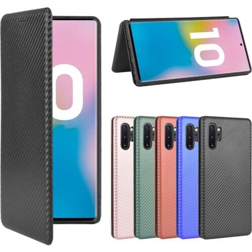For Samsung Galaxy Note 10 Plus Pro Case Carbon Fiber Flip Leather Case For Samsung Galaxy Note 10Plus Note10 Case Cover