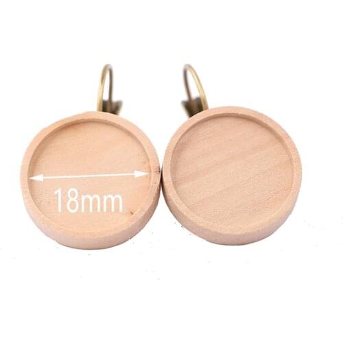 Reidgaller 5 pairs fit 18mm round glass cabochon earring base lever back wood earrings bezel blanks diy earrings supplies