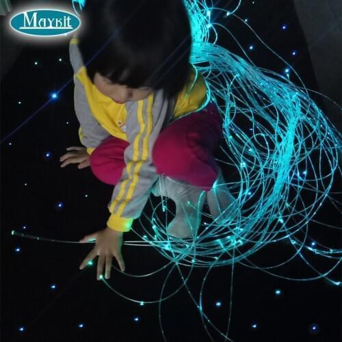 Maykit 3.28ft 6.56ft Fiber Optic Carpet with Music Control RGBW LED Light Source Soft Washable Dancing Fiber Optic Star Carpet