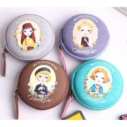 1PC Kawaii round design coin bags Mini storage portable earphone bag Office material School stationery supplies (ss-1529)