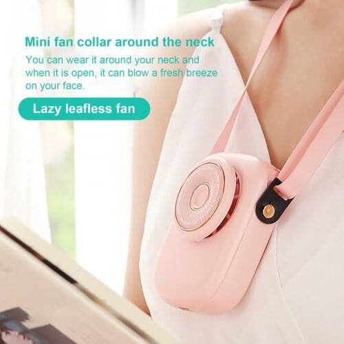 Mini Portable Bladeless Neck Fan USB Rechargeable Mute Fans Cooling Fan Summer Outdoor Hanging Air Cooler