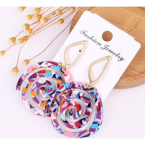 Fashion Geometric Acrylic Earrings Bohemian Punk Earrings Women Korean Ornaments Vintage Falling Colorful Wedding Earrings 2019