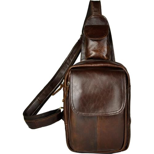 Top Quality Mens Genuine Real Leather Cowhide vintage Wait Chest Pack Bag Sling Crossbody Bag Daypack B246