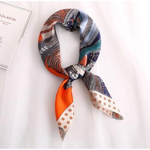 2020 New Lady Scarf Silk Square Hair Foulard Print Bag Scarves Fashion Shawl and Wrap Women Bandana Head Band Female Neckerchief